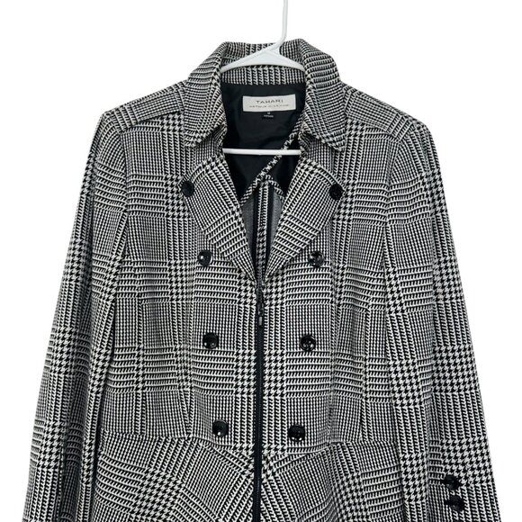Tahari Arthur S. Levine Womens Military Buttoned Plaid Jacket Size 12 Zip Front - Picture 2 of 11